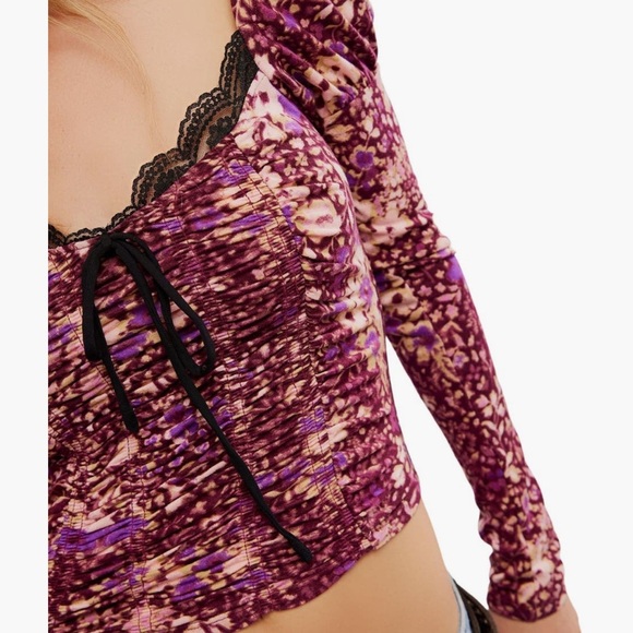 FREE PEOPLE LAYER IT ON ME RUCHED CROP TOP NWT S M XL - Picture 4 of 4